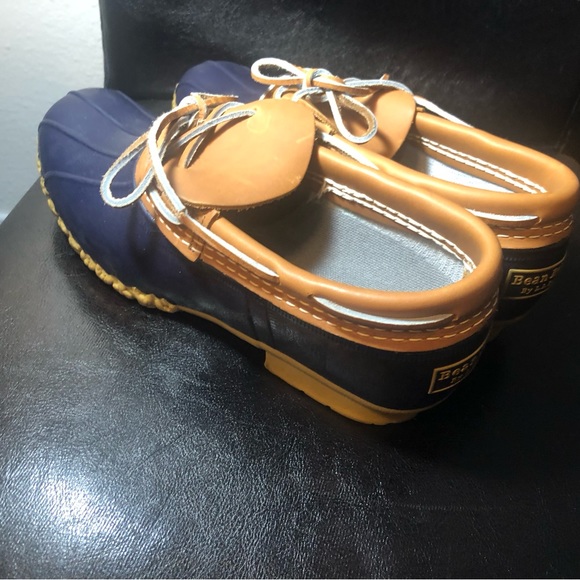 L.L. Bean Boots Womens Blue Tan Bottoms Duck Boot Gum Sole Rain Boots Size 9N - Picture 9 of 12